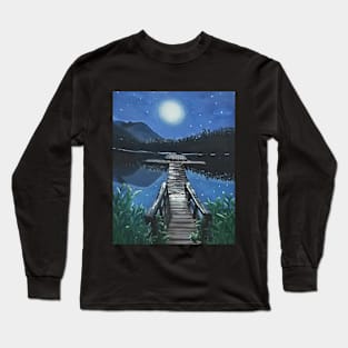 Night sky on Lake Long Sleeve T-Shirt